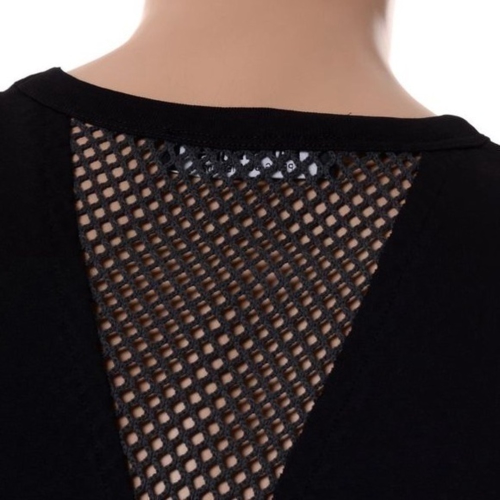 Chi chi active wear long sleeve black mesh top shirt pull over in black size S